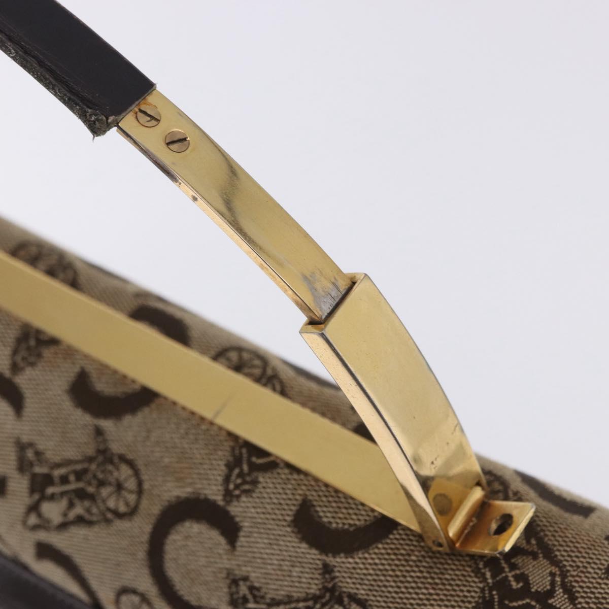 CELINE C Sulky Hand Bag Canvas Beige Gold Auth 204372