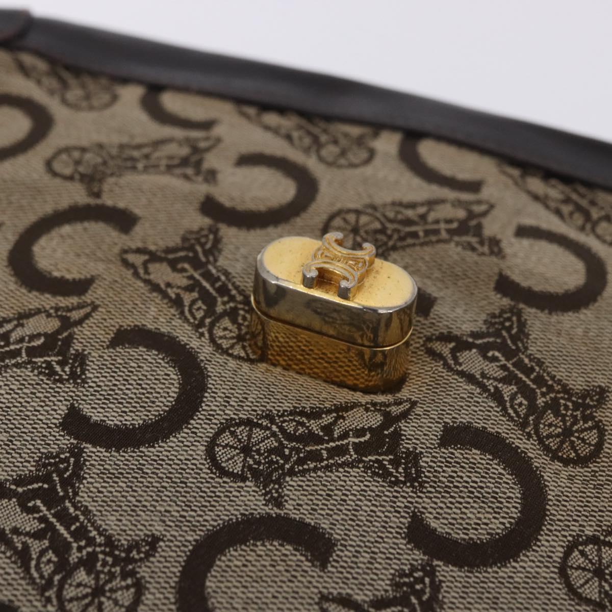 CELINE C Sulky Hand Bag Canvas Beige Gold Auth 204372