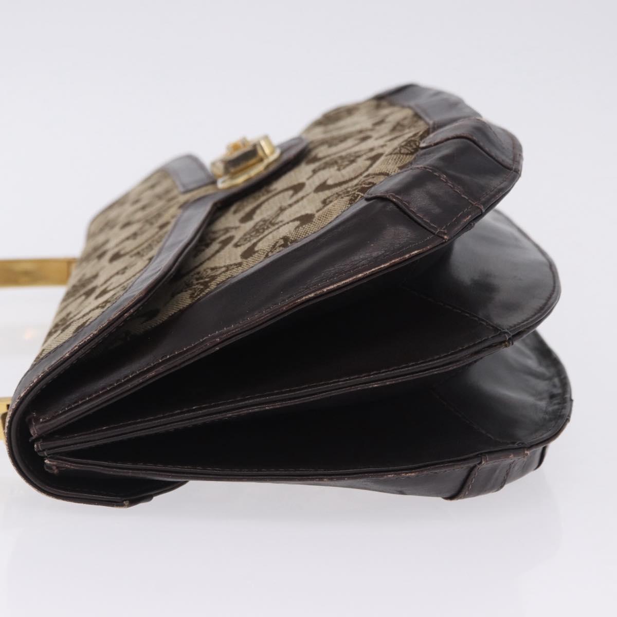 CELINE C Sulky Hand Bag Canvas Beige Gold Auth 204372