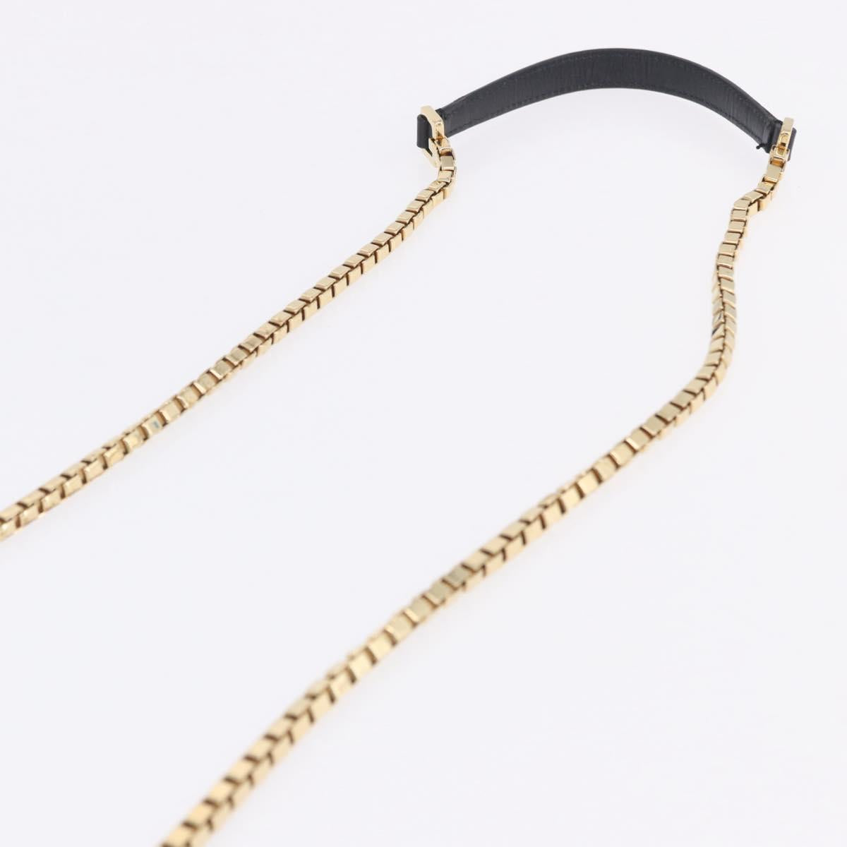 Salvatore Ferragamo Gancini Chain Shoulder Bag Leather Black Gold Auth 204374A