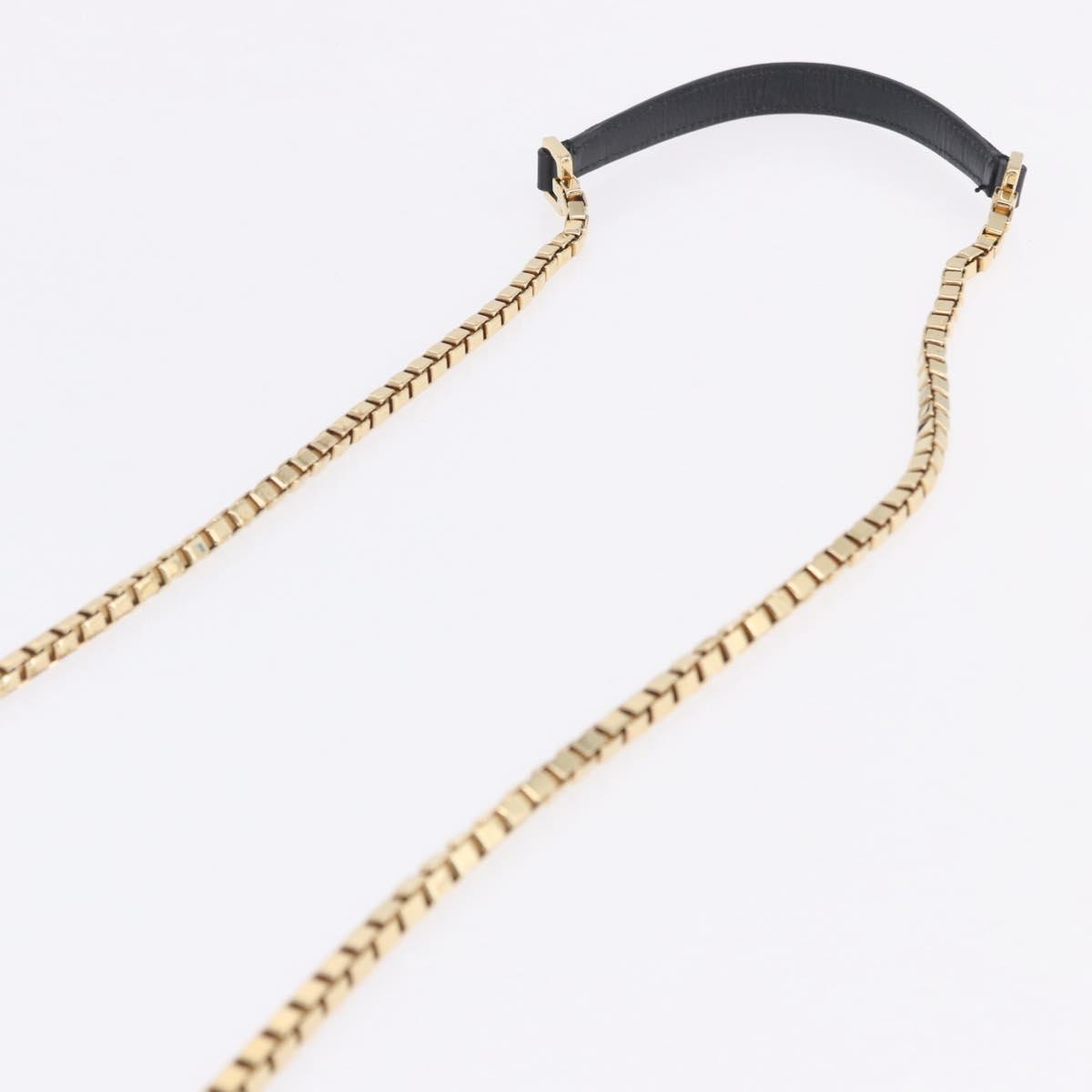 Salvatore Ferragamo Gancini Chain Shoulder Bag Leather Black Gold Auth 204374A