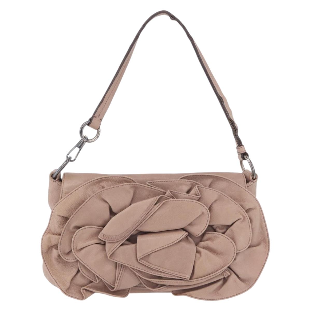 SAINT LAURENT Naja Shoulder Bag Leather Pink Silver Auth 204375
