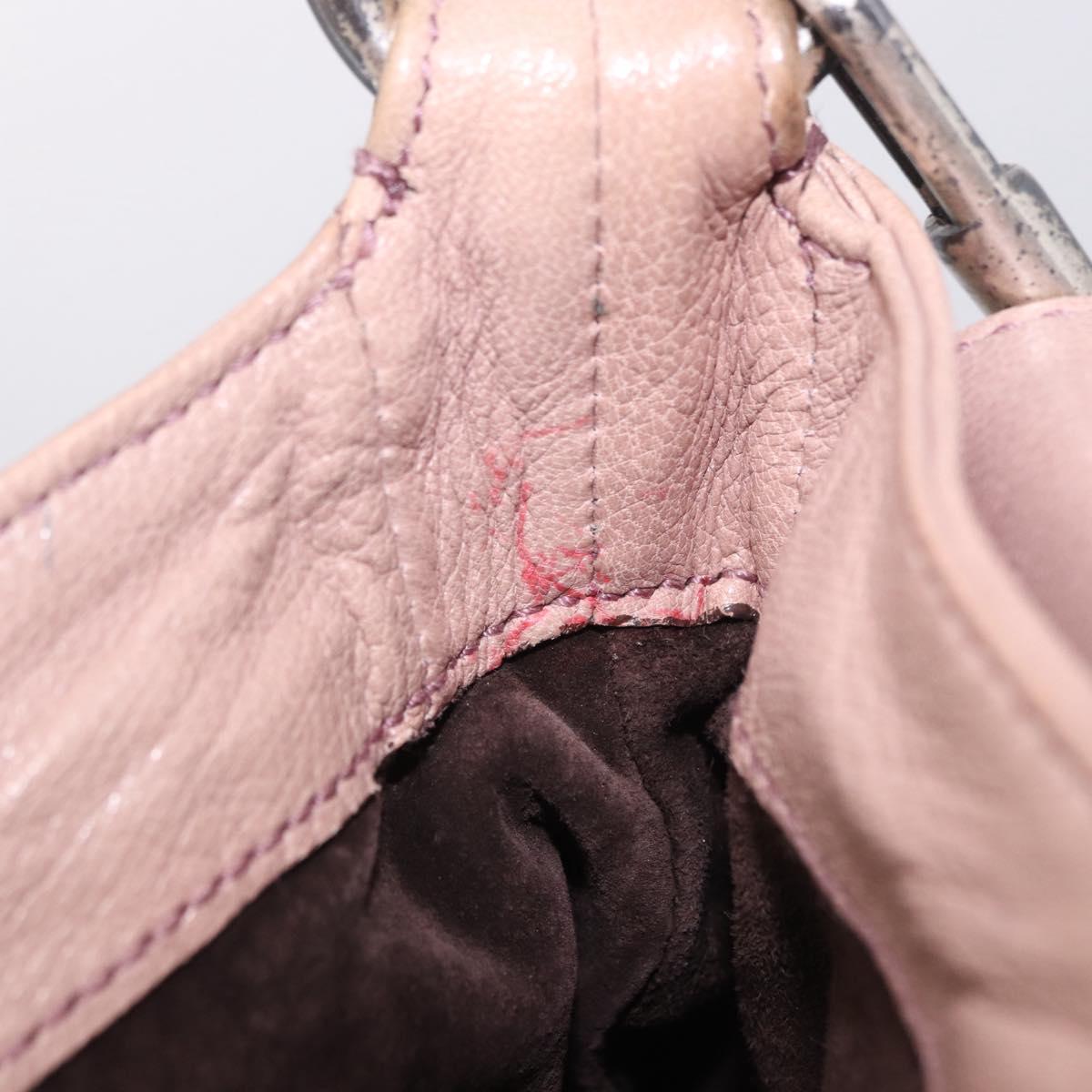 SAINT LAURENT Naja Shoulder Bag Leather Pink Silver Auth 204375