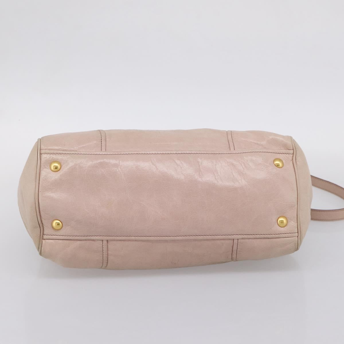 Miu Miu Hand Bag Vitellolux 2way Pink Gold Auth 204377A