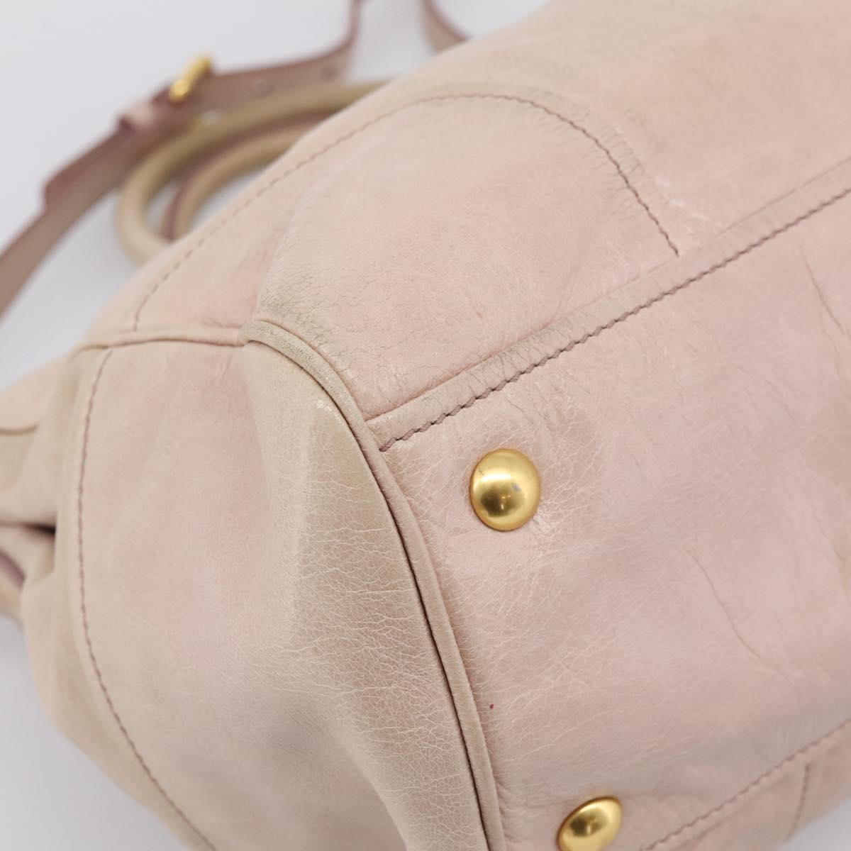 Miu Miu Hand Bag Vitellolux 2way Pink Gold Auth 204377A