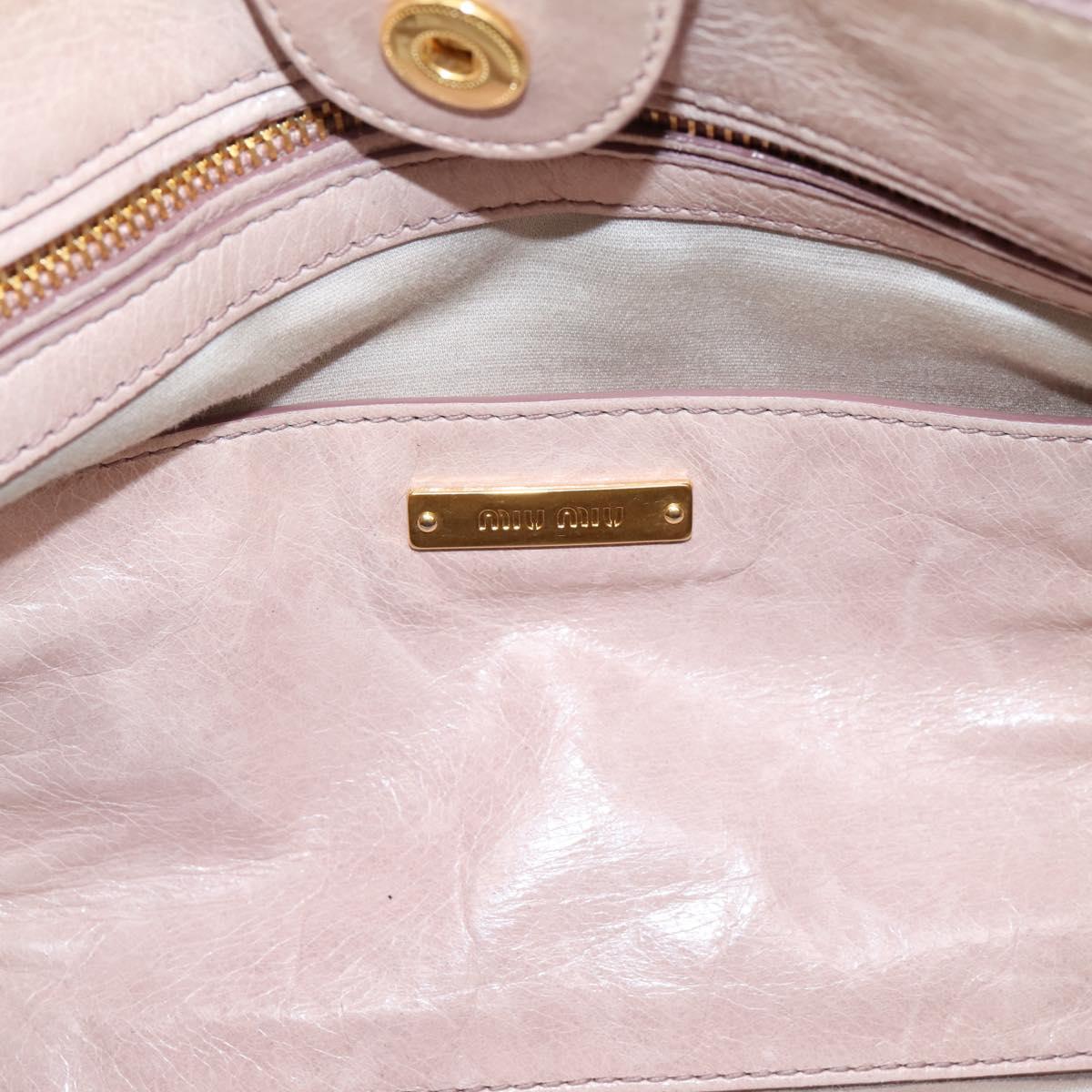 Miu Miu Hand Bag Vitellolux 2way Pink Gold Auth 204377A