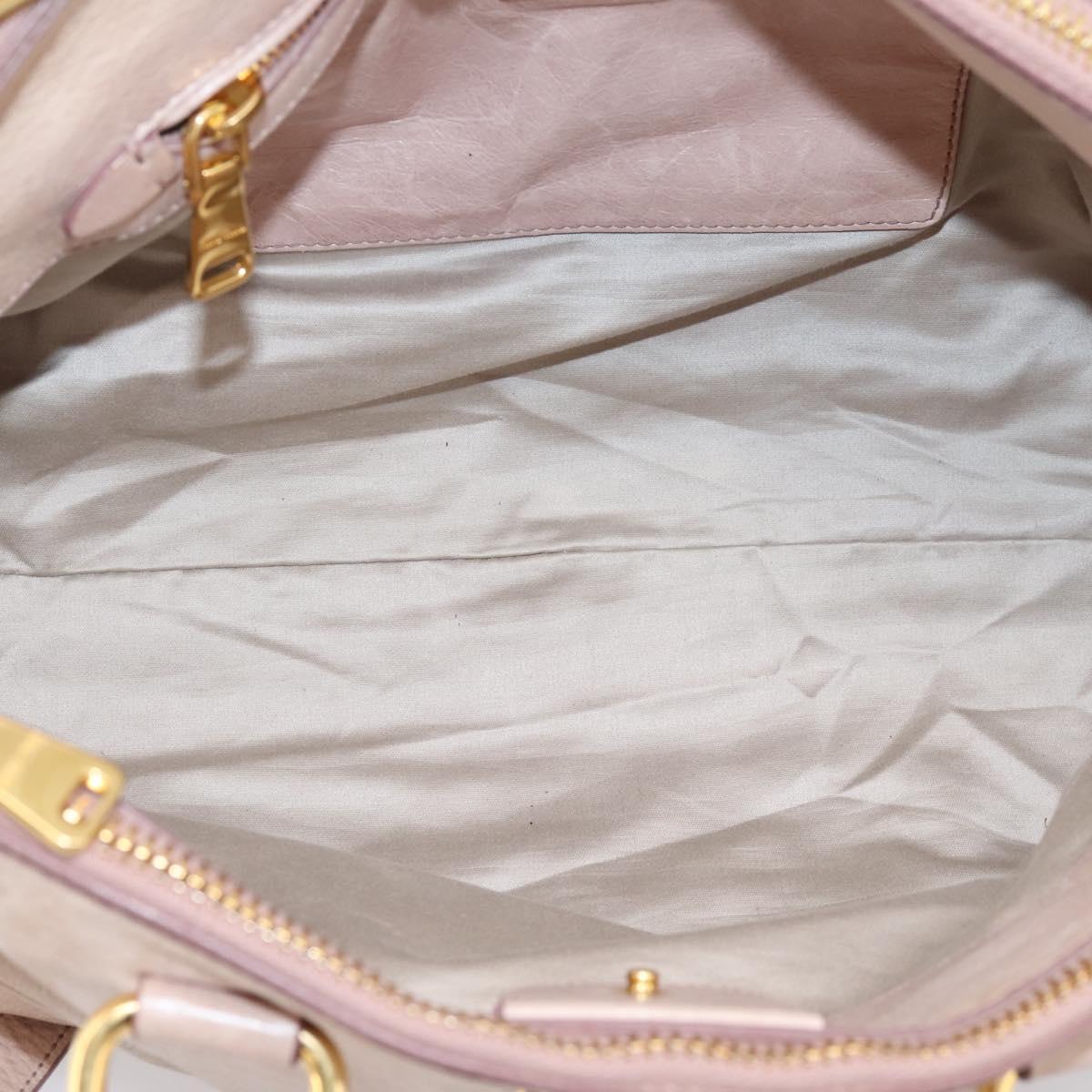 Miu Miu Hand Bag Vitellolux 2way Pink Gold Auth 204377A