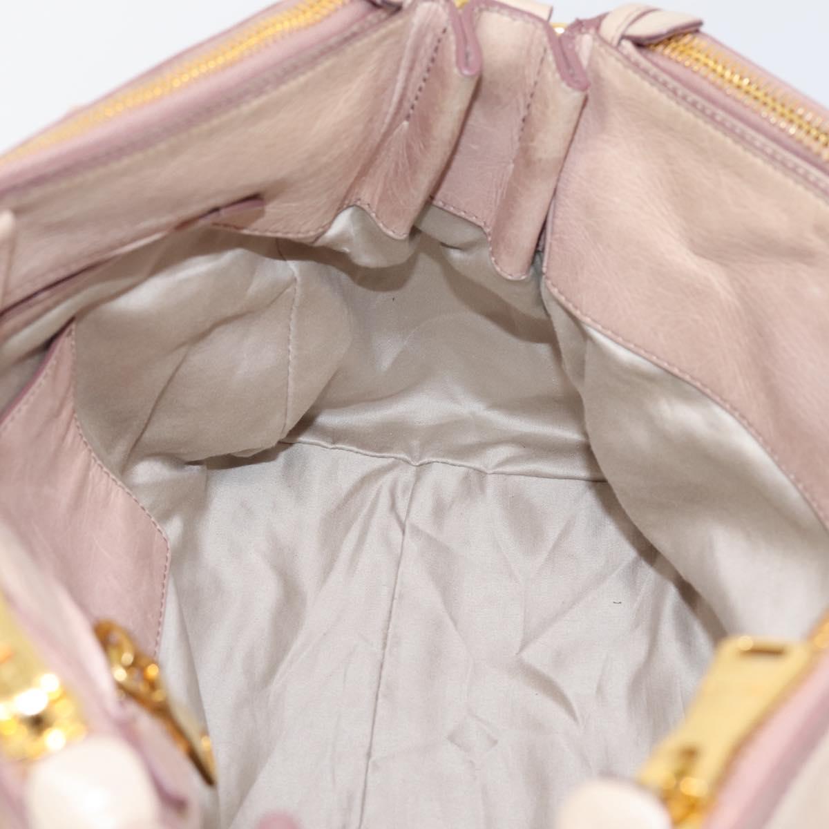 Miu Miu Hand Bag Vitellolux 2way Pink Gold Auth 204377A