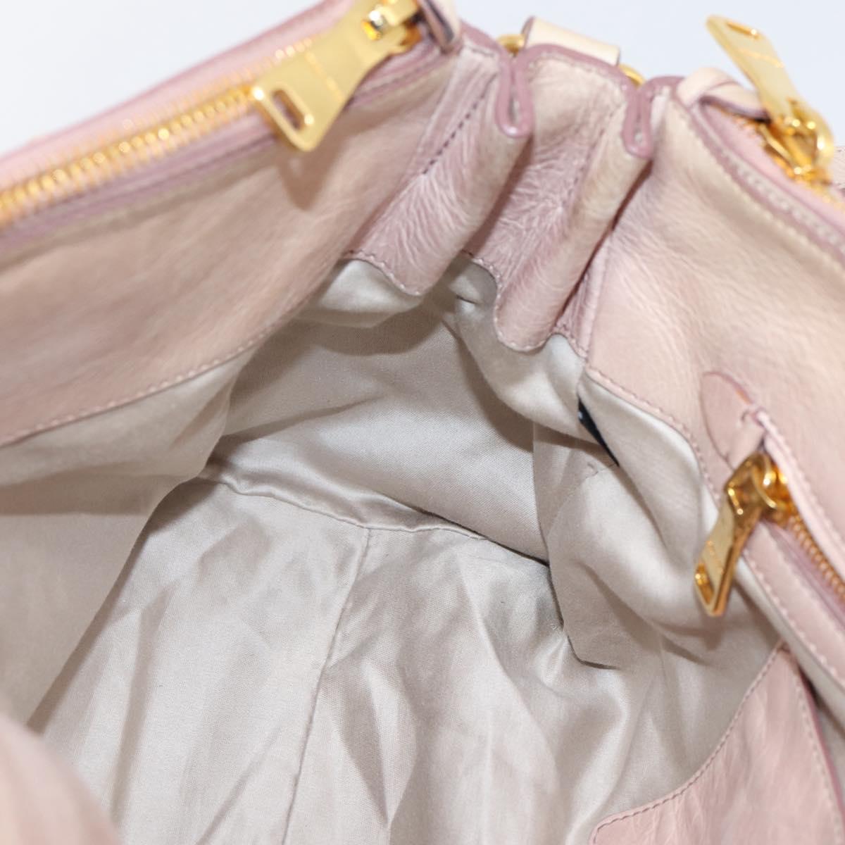 Miu Miu Hand Bag Vitellolux 2way Pink Gold Auth 204377A