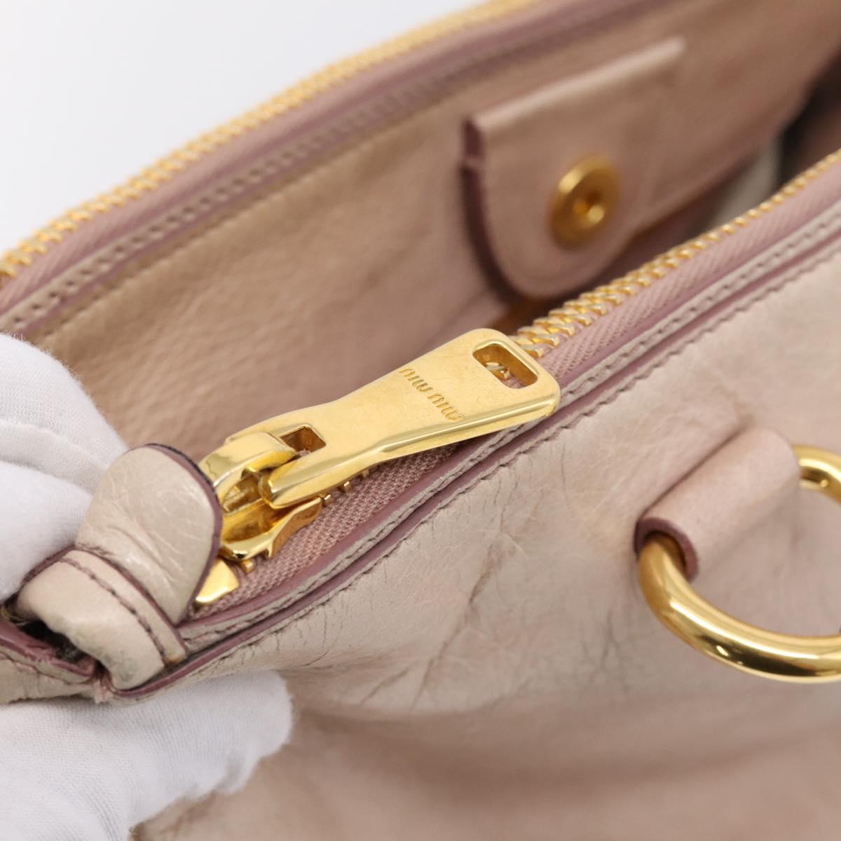 Miu Miu Hand Bag Vitellolux 2way Pink Gold Auth 204377A