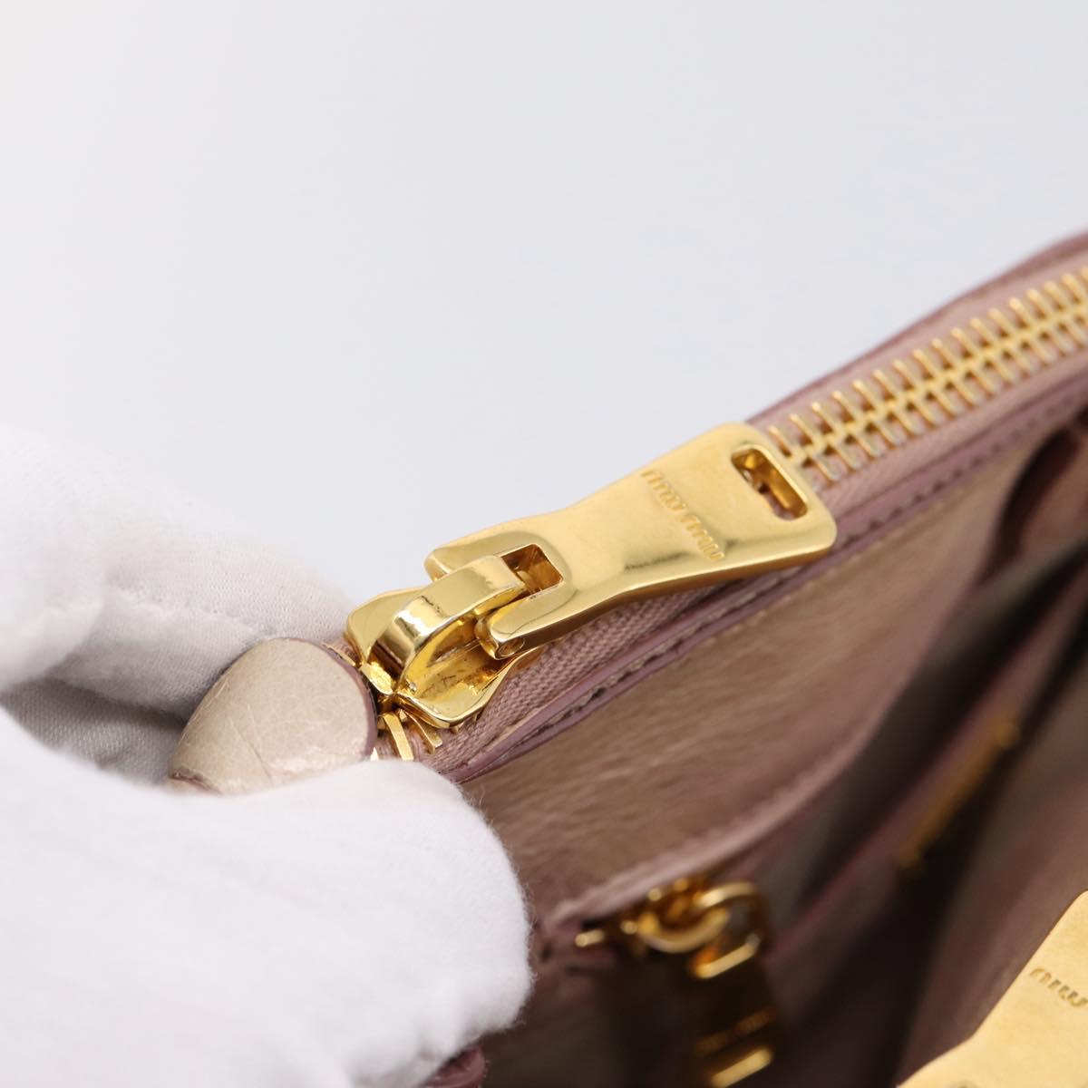 Miu Miu Hand Bag Vitellolux 2way Pink Gold Auth 204377A