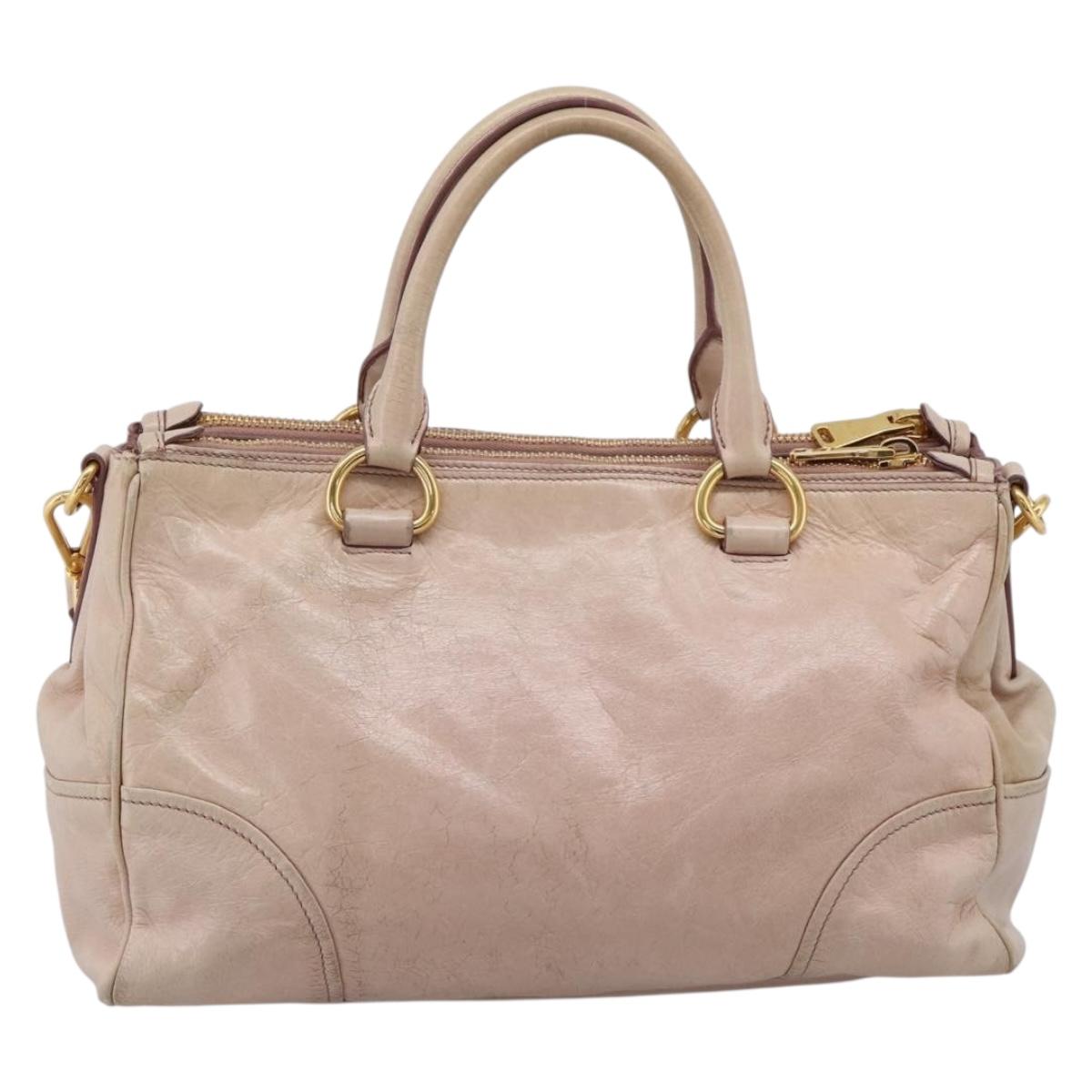 Miu Miu Hand Bag Vitellolux 2way Pink Gold Auth 204377A