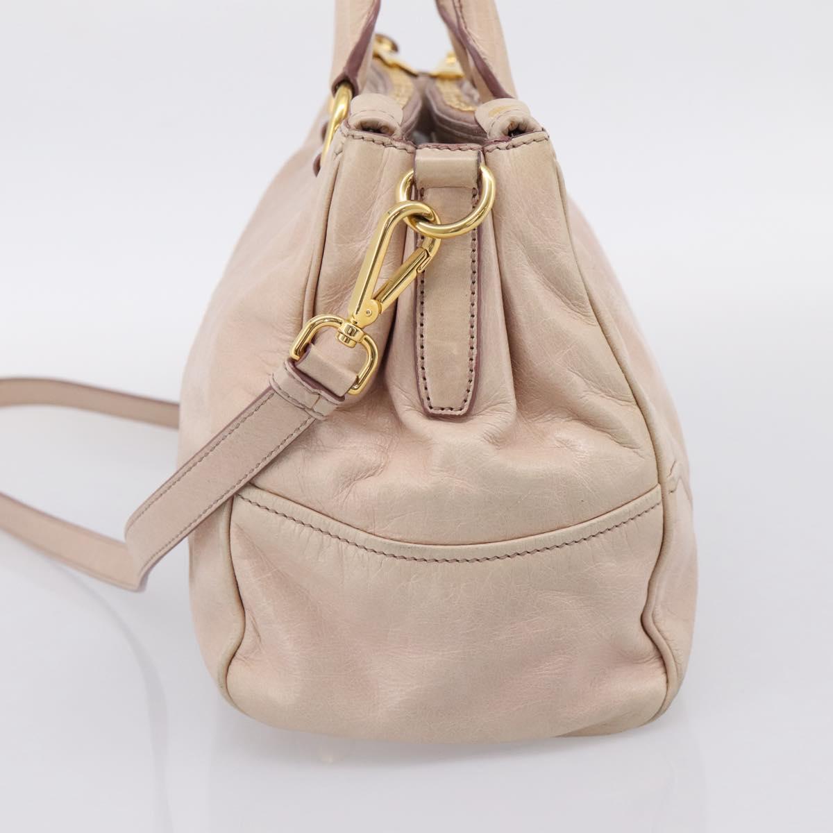 Miu Miu Hand Bag Vitellolux 2way Pink Gold Auth 204377A