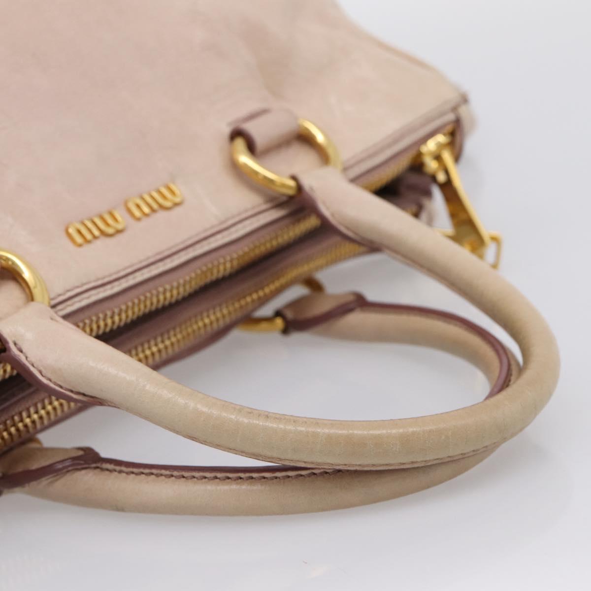 Miu Miu Hand Bag Vitellolux 2way Pink Gold Auth 204377A