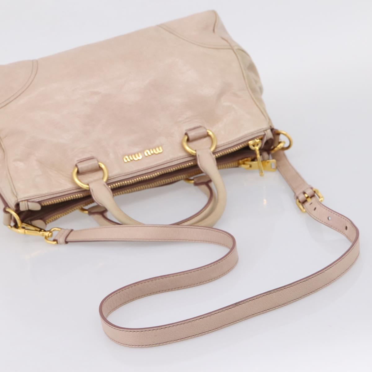 Miu Miu Hand Bag Vitellolux 2way Pink Gold Auth 204377A