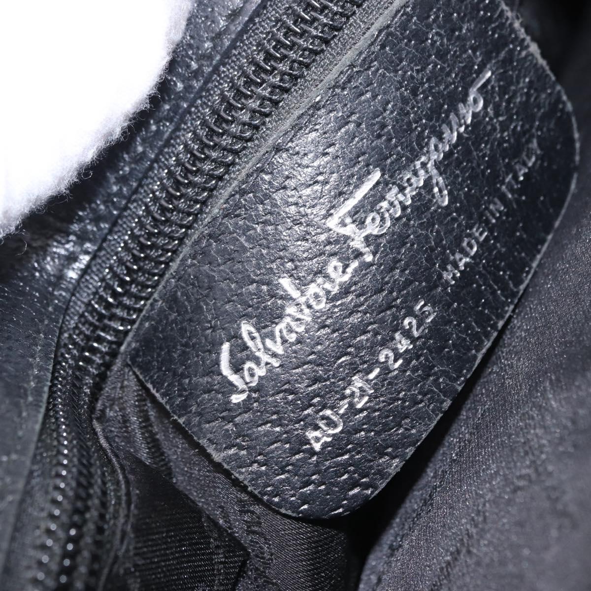 Salvatore Ferragamo Gancini Tote Bag Canvas Black Silver Auth 204386
