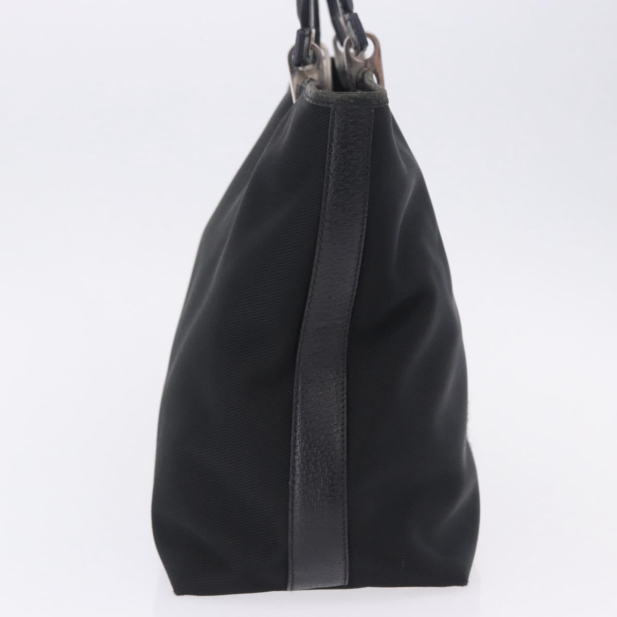 Salvatore Ferragamo Gancini Tote Bag Canvas Black Silver Auth 204386