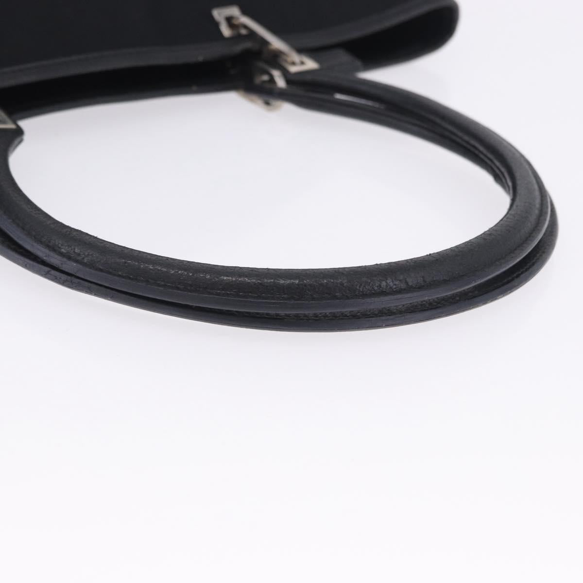 Salvatore Ferragamo Gancini Tote Bag Canvas Black Silver Auth 204386