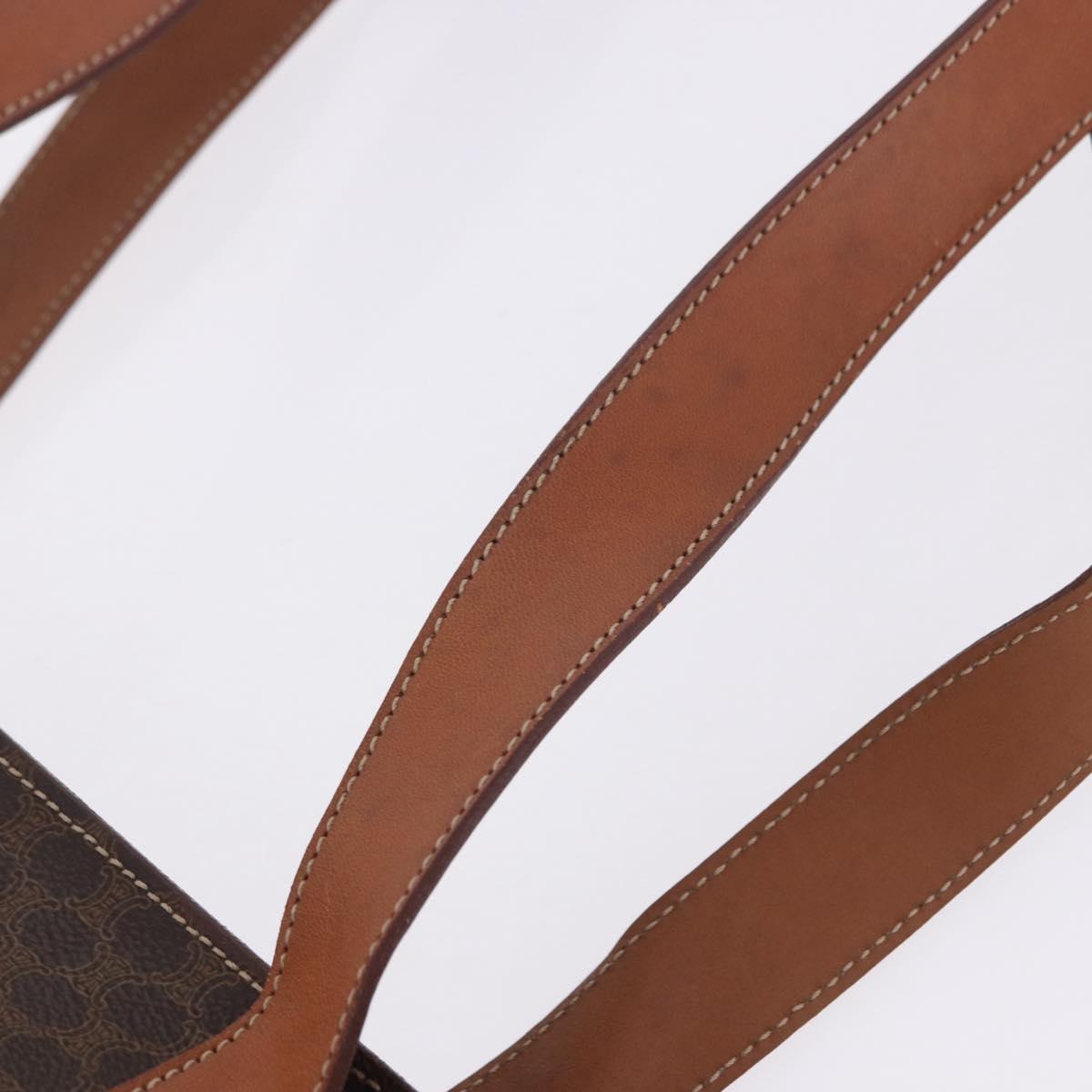 CELINE Macadam Canvas Tote Bag PVC Leather Brown Gold Auth 204387