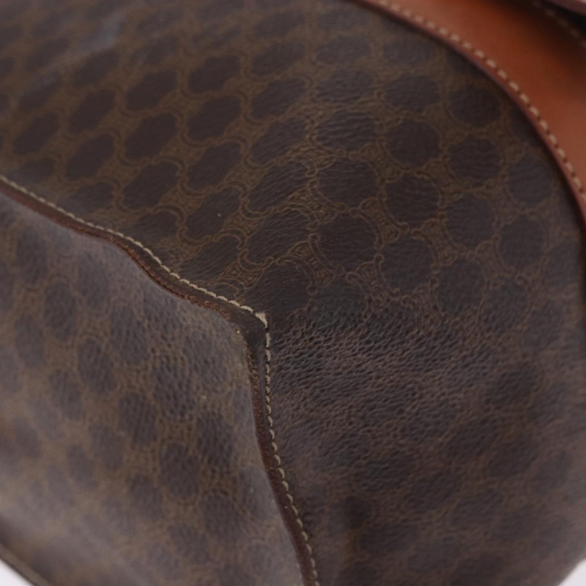 CELINE Macadam Canvas Tote Bag PVC Leather Brown Gold Auth 204387