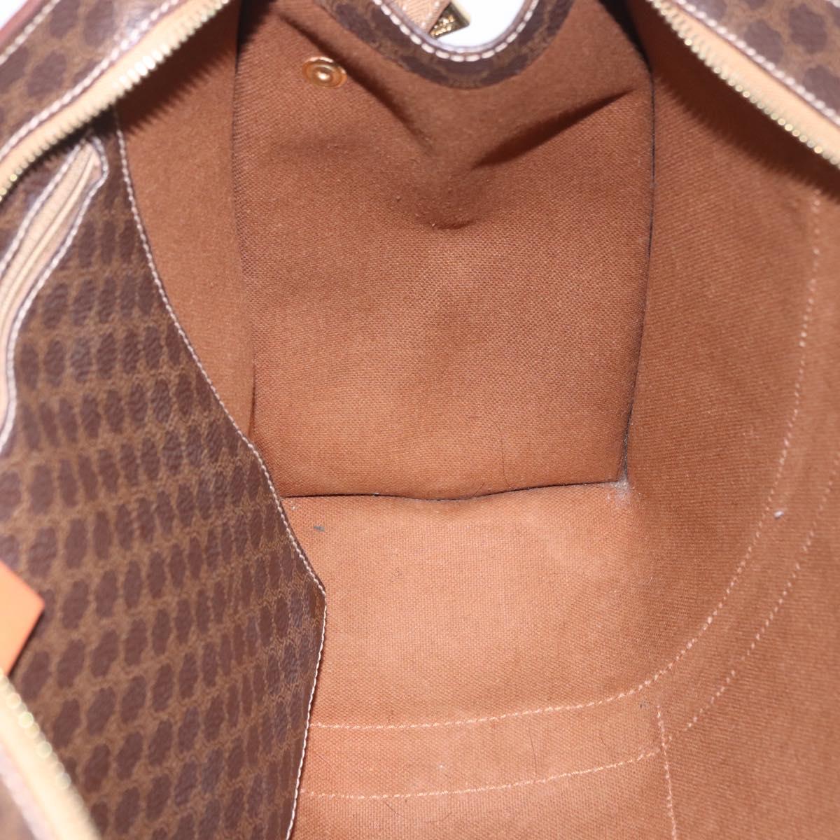 CELINE Macadam Canvas Tote Bag PVC Leather Brown Gold Auth 204387