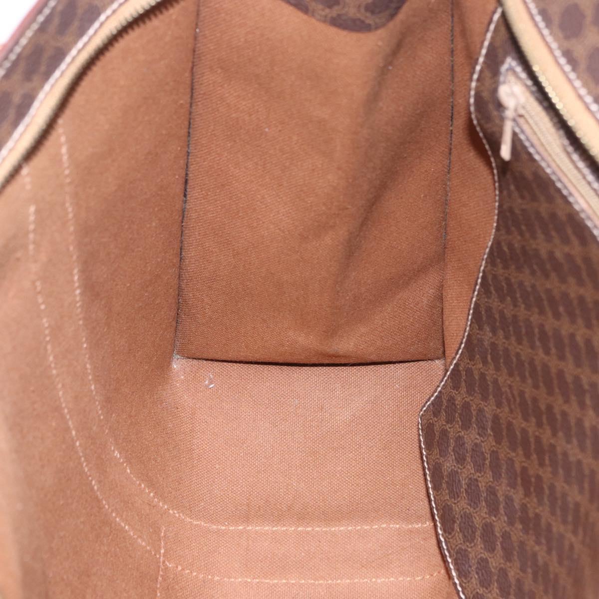 CELINE Macadam Canvas Tote Bag PVC Leather Brown Gold Auth 204387