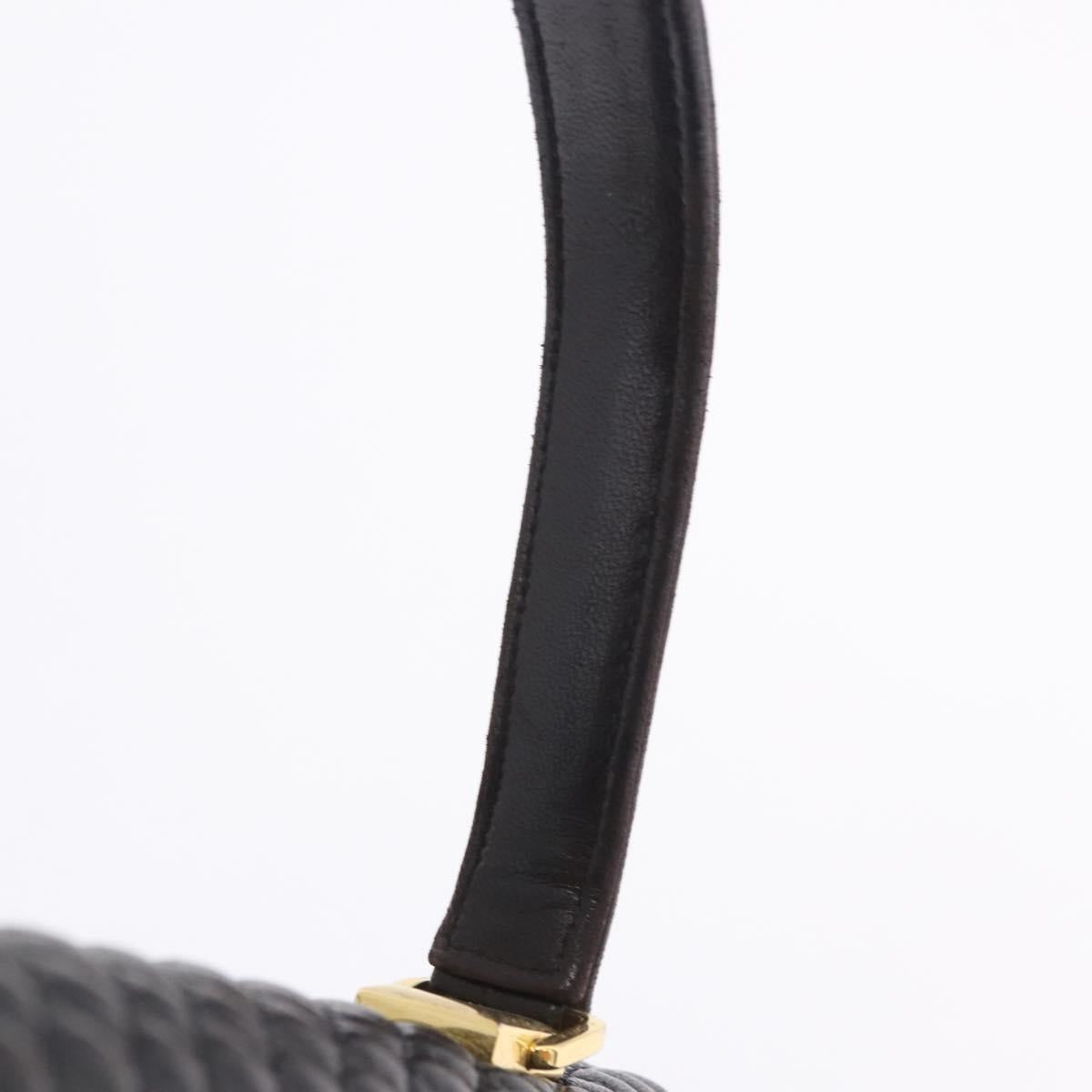 BALLY Hand Bag Leather Black Gold Auth 204388