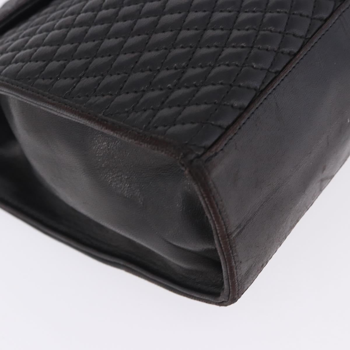 BALLY Hand Bag Leather Black Gold Auth 204388