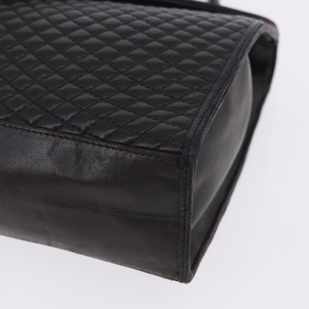 BALLY Hand Bag Leather Black Gold Auth 204388