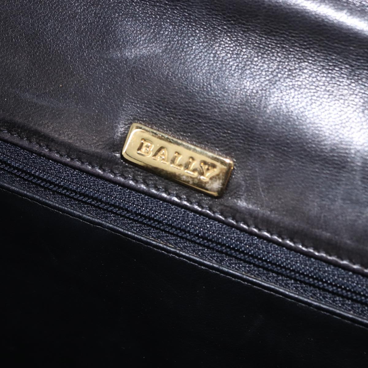 BALLY Hand Bag Leather Black Gold Auth 204388