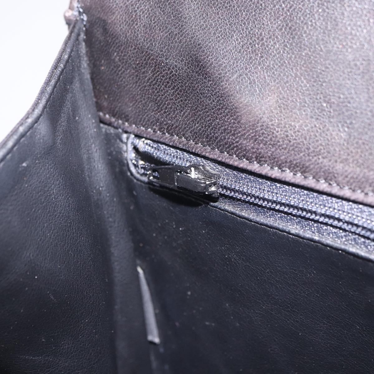 BALLY Hand Bag Leather Black Gold Auth 204388
