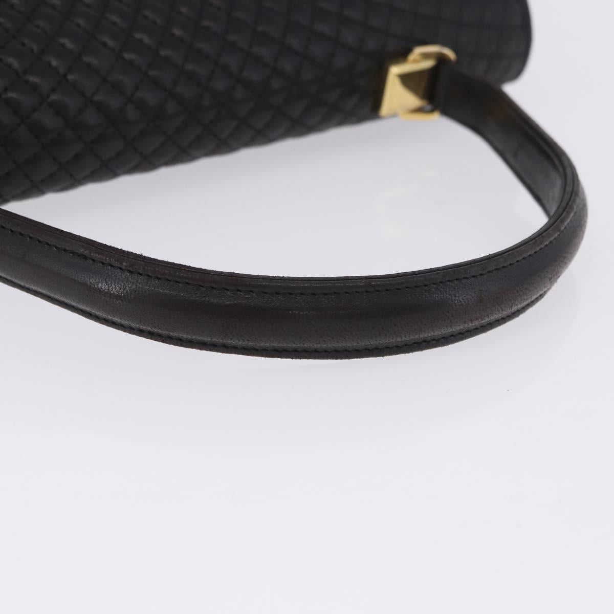 BALLY Hand Bag Leather Black Gold Auth 204388