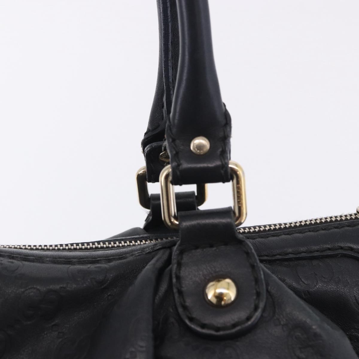 GUCCI GG Canvas Guccissima Sukey Hand Bag Leather Black Gold 247902 Auth 204390
