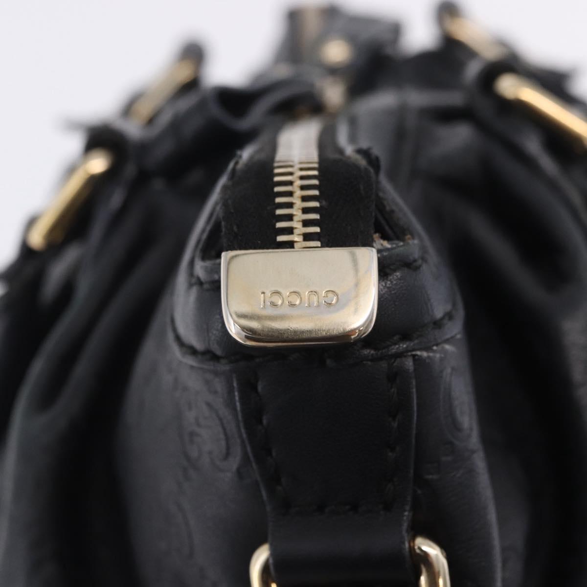 GUCCI GG Canvas Guccissima Sukey Hand Bag Leather Black Gold 247902 Auth 204390