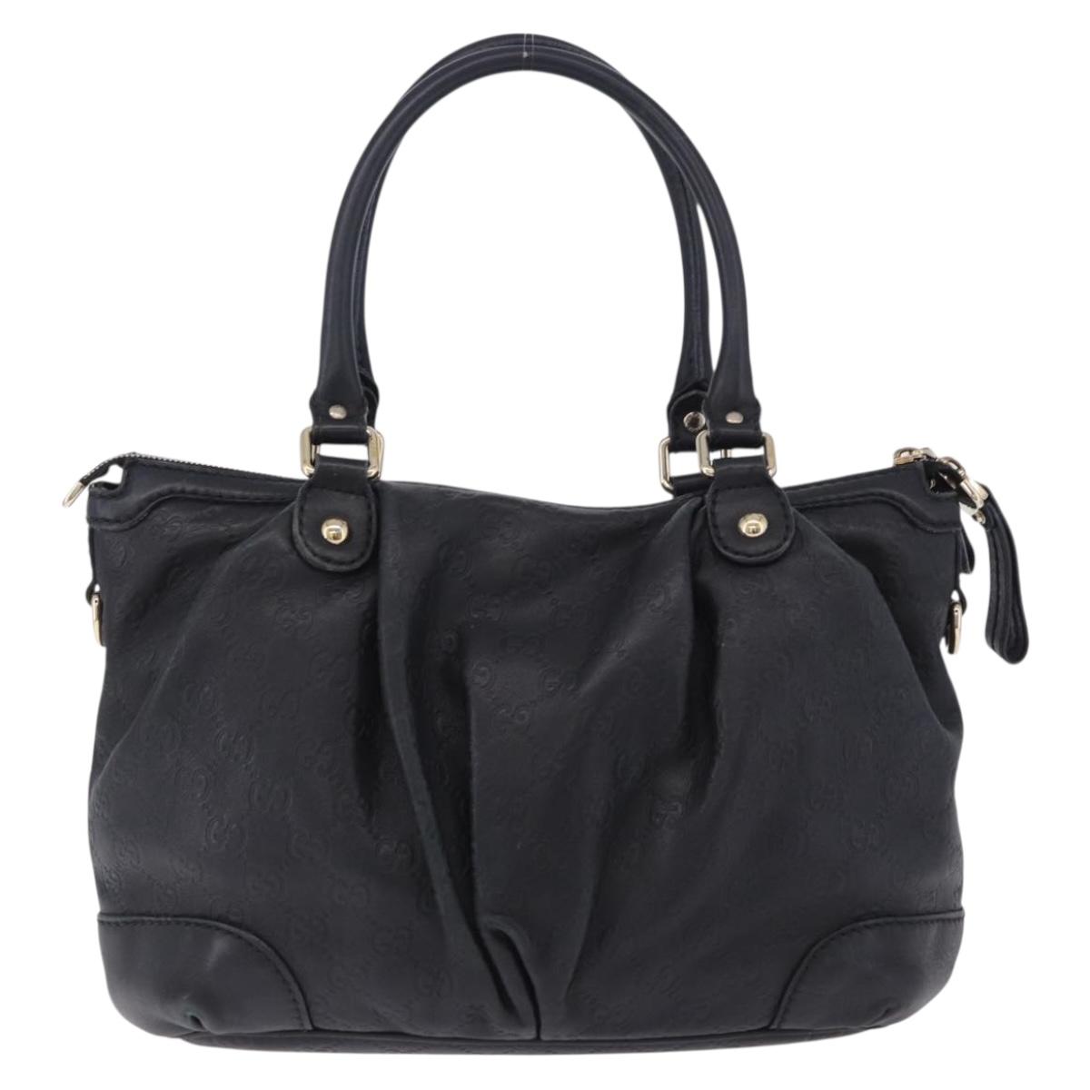 GUCCI GG Canvas Guccissima Sukey Hand Bag Leather Black Gold 247902 Auth 204390