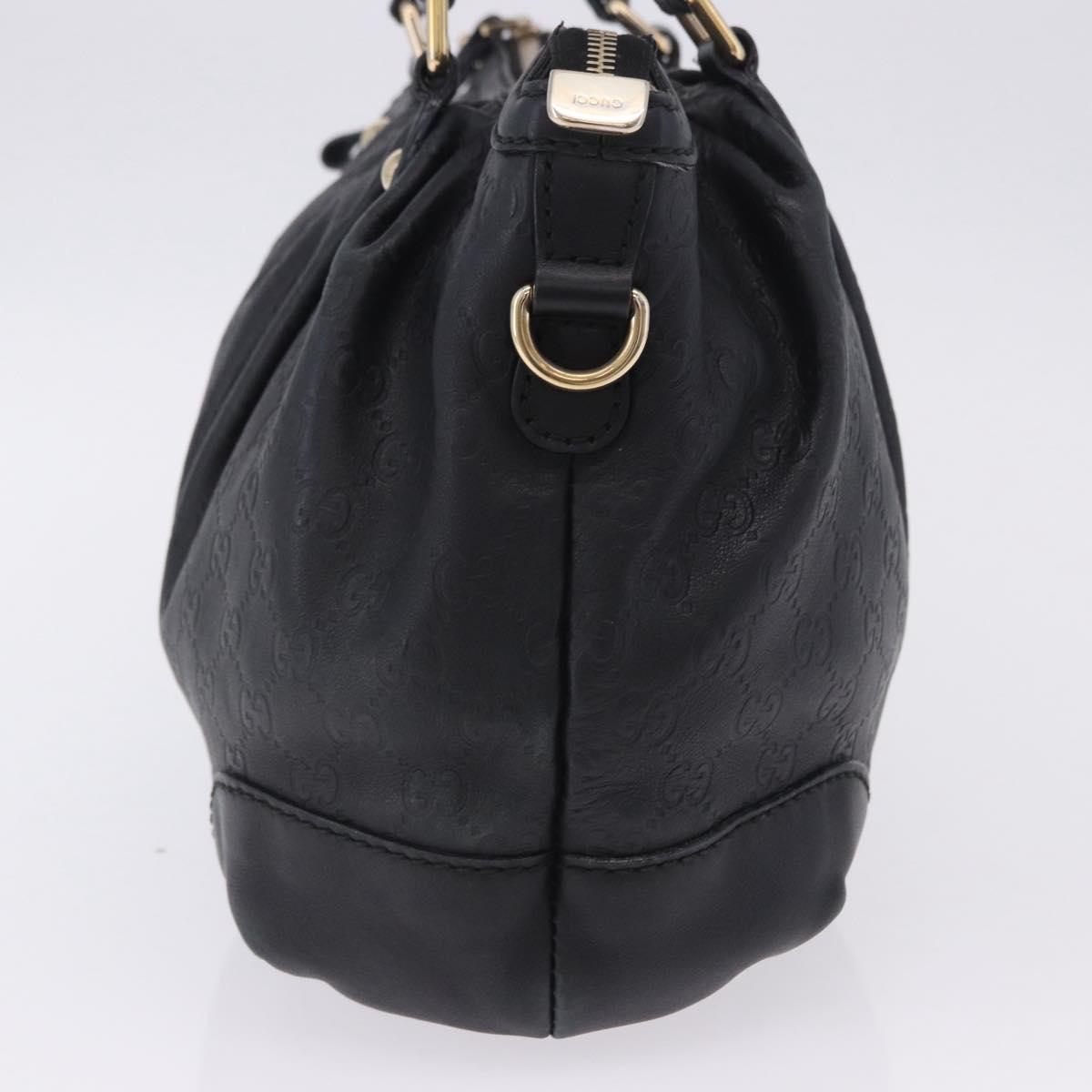 GUCCI GG Canvas Guccissima Sukey Hand Bag Leather Black Gold 247902 Auth 204390