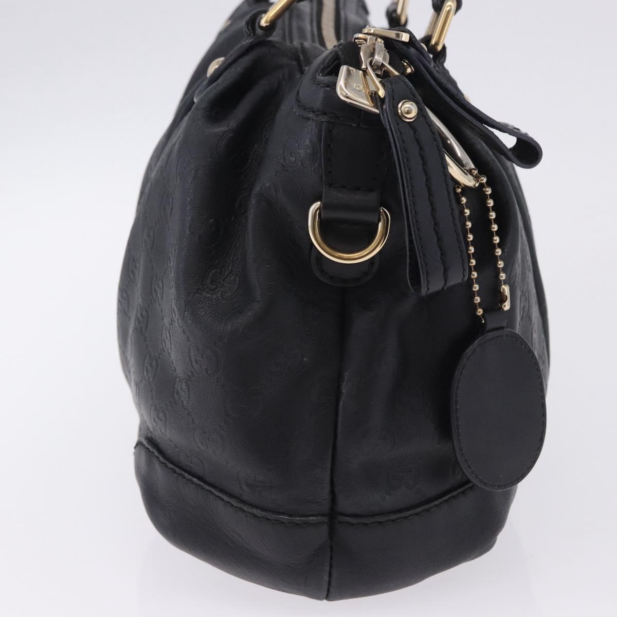GUCCI GG Canvas Guccissima Sukey Hand Bag Leather Black Gold 247902 Auth 204390