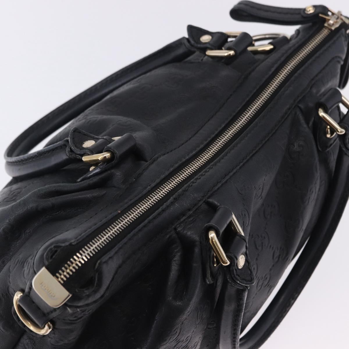 GUCCI GG Canvas Guccissima Sukey Hand Bag Leather Black Gold 247902 Auth 204390
