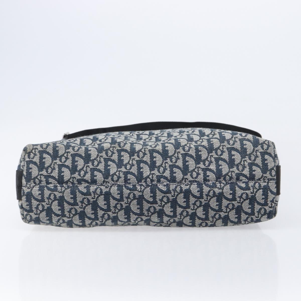 Christian Dior Trotter Canvas Shoulder Bag Navy Silver Auth 204391