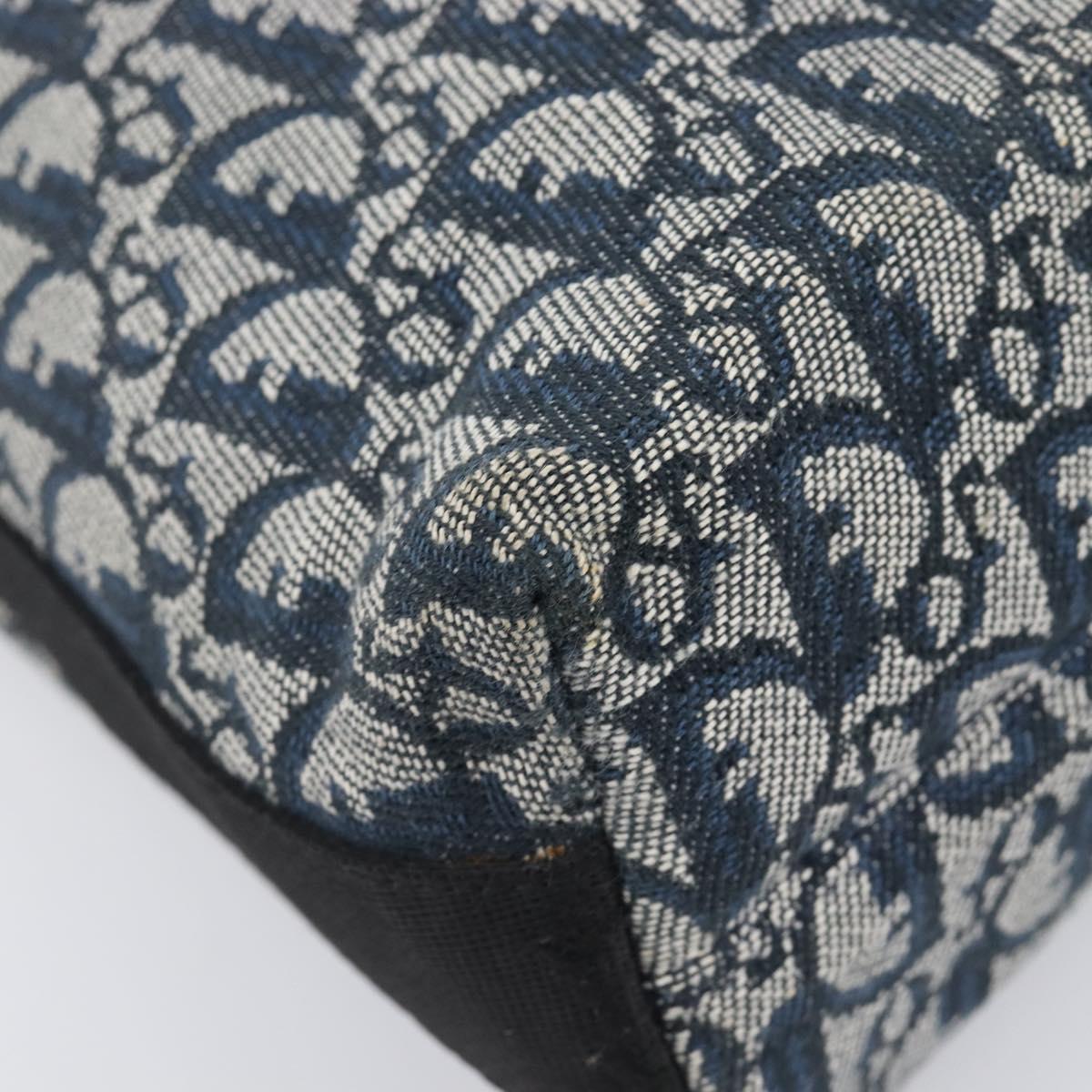Christian Dior Trotter Canvas Shoulder Bag Navy Silver Auth 204391