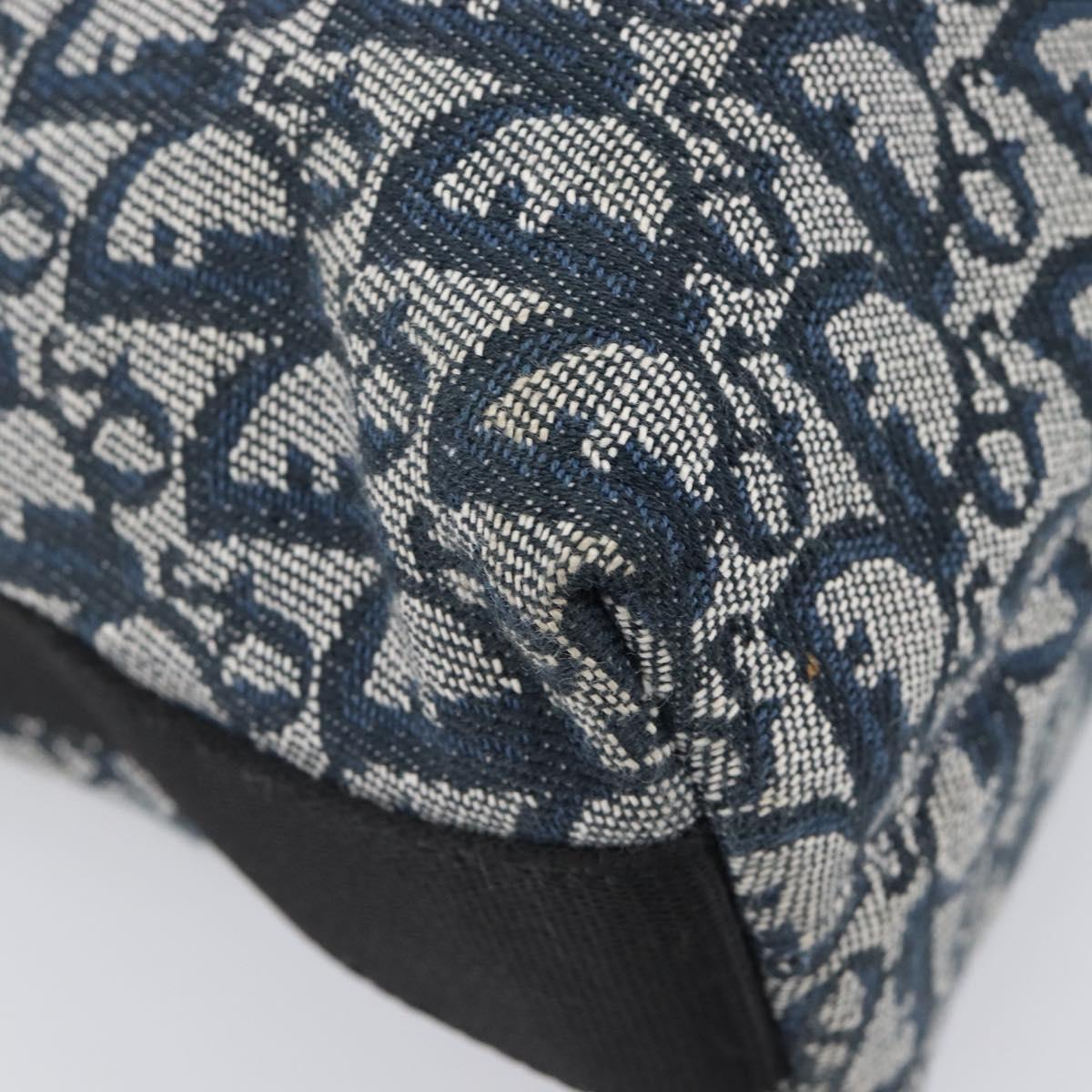 Christian Dior Trotter Canvas Shoulder Bag Navy Silver Auth 204391