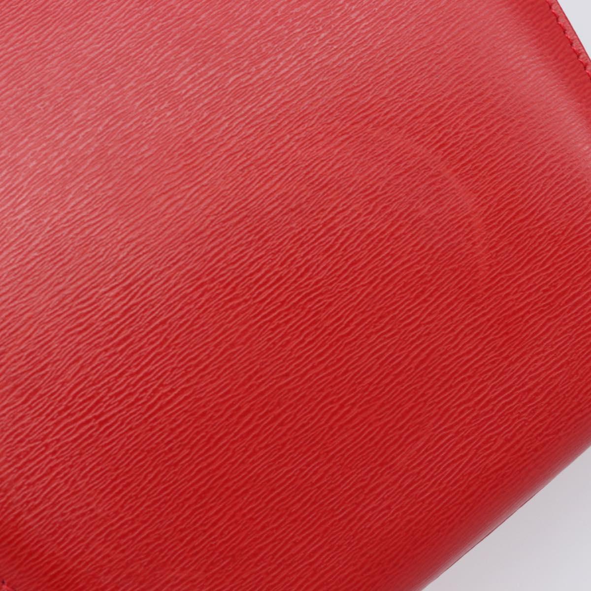 Christian Dior Hand Bag Leather 2way Red Gold Auth 204392