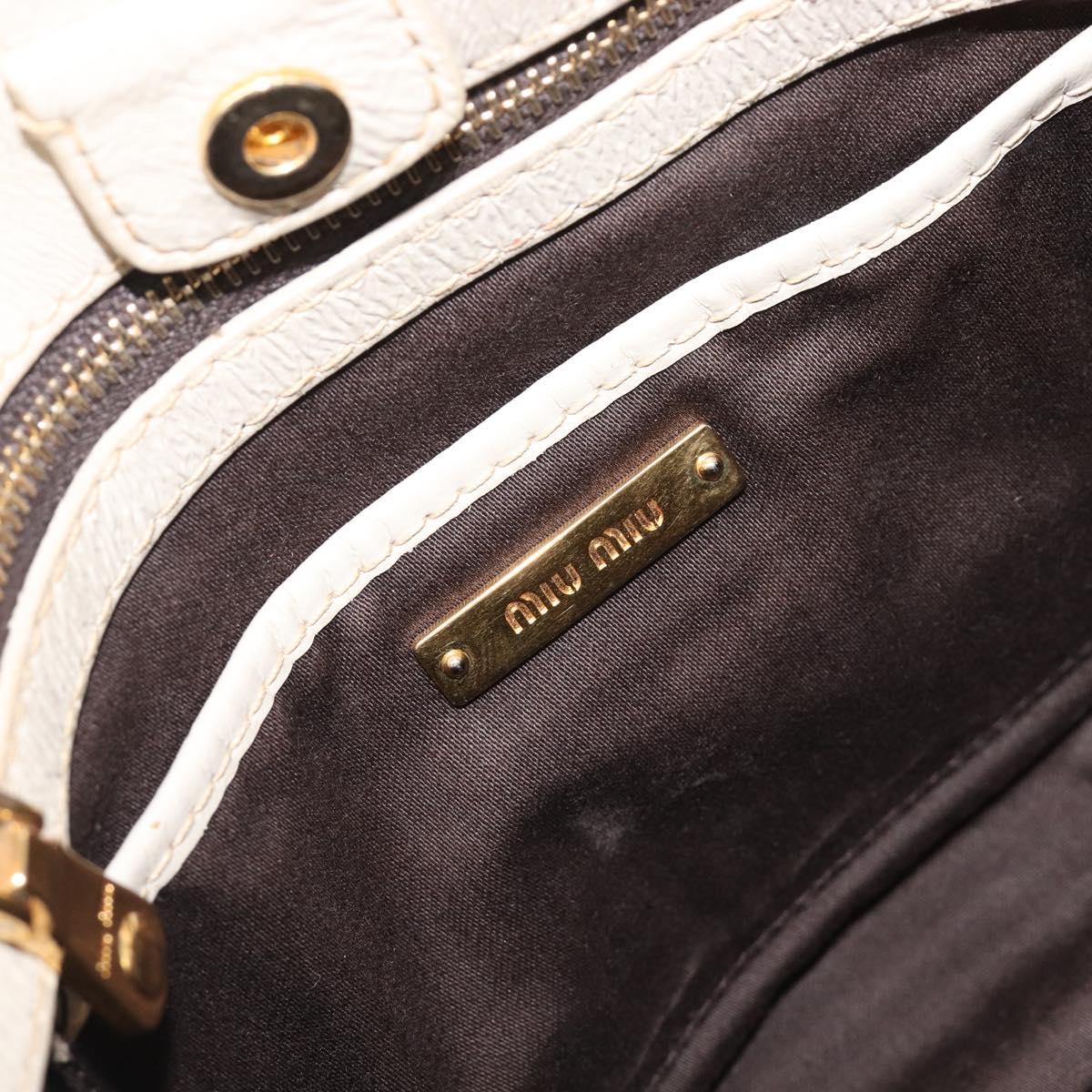 Miu Miu Matelasse Hand Bag Patent leather 2way White Gold Auth 204394