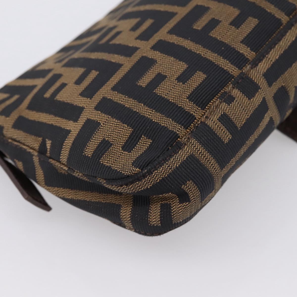 FENDI Zucca Canvas Mamma Baguette Shoulder Bag Black Brown Auth 204395V