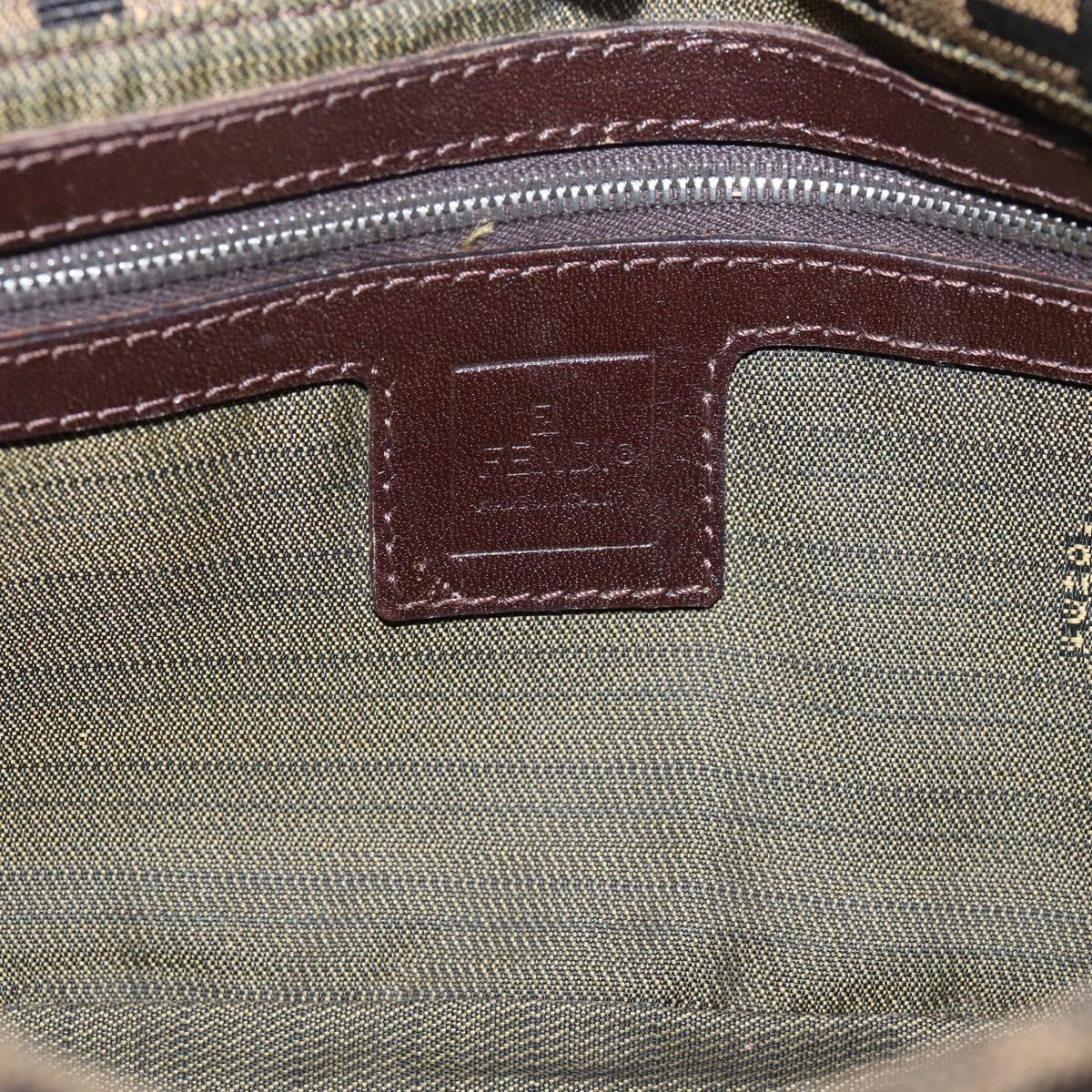 FENDI Zucca Canvas Mamma Baguette Shoulder Bag Black Brown Auth 204395V