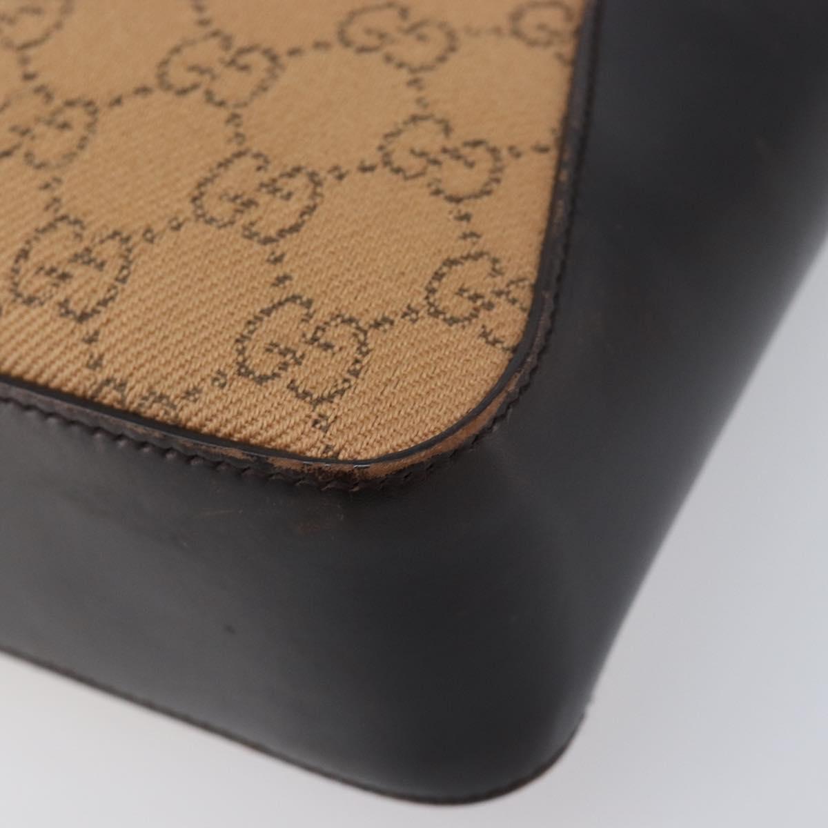 GUCCI GG Canvas Hand Bag Beige Silver 73984 Auth 204400