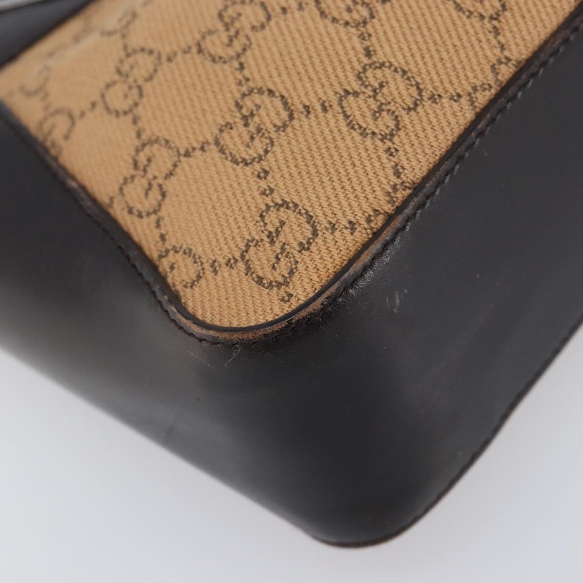 GUCCI GG Canvas Hand Bag Beige Silver 73984 Auth 204400