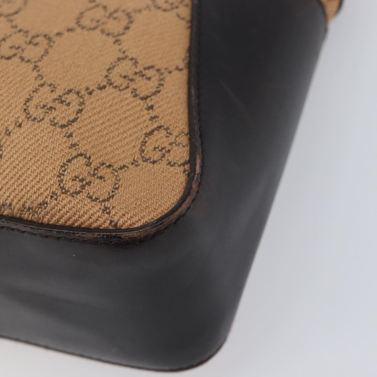 GUCCI GG Canvas Hand Bag Beige Silver 73984 Auth 204400