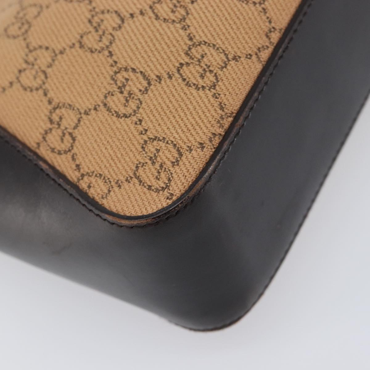 GUCCI GG Canvas Hand Bag Beige Silver 73984 Auth 204400