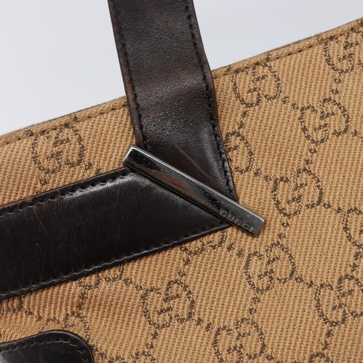 GUCCI GG Canvas Hand Bag Beige Silver 73984 Auth 204400